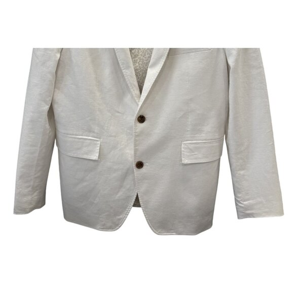INC International Concepts Linen Blend Blazer Mens Large Slim Fit White - Picture 3 of 7